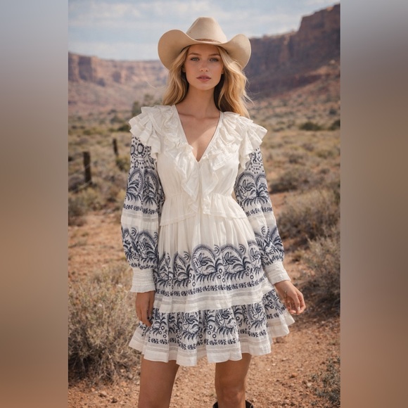 Ulla Johnson Dresses & Skirts - Ulla Johnson Bridget Embroidered  Tiered Mini Dress Womens 2 Victorian Boho